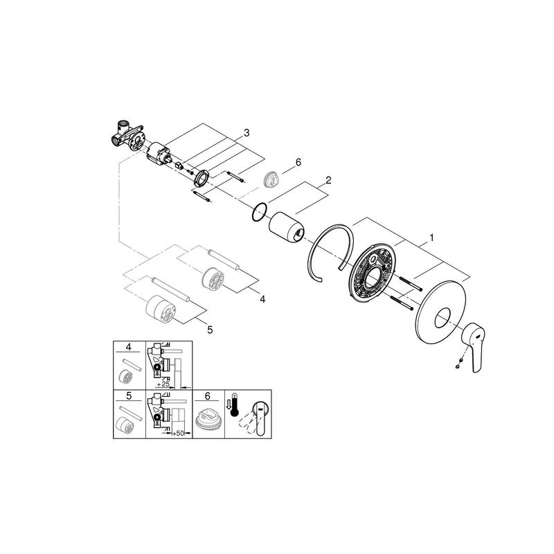 Casa si Gradina - Sanitare - Lavoar baie si accesorii - Baterii sanitare - Unitate comanda Grohe 32590002, 1 bar, 163 mm, 11 mm, 1 iesiri, 1 functii palarie dus, 1/2 dimensiune racord, Crom - Infinity.ro