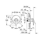 Casa si Gradina - Sanitare - Lavoar baie si accesorii - Baterii sanitare - Unitate comanda Grohe 32590002, 1 bar, 163 mm, 11 mm, 1 iesiri, 1 functii palarie dus, 1/2 dimensiune racord, Crom - Infinity.ro
