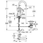 Casa si Gradina - Sanitare - Lavoar baie si accesorii - Baterii sanitare - Baterie lavoar Grohe 23763001, 1 bar, 35 mm, 311 mm, 140 mm, 386 mm, 1 orificii instalare, 3/8 dimensiune racord, Crom - Infinity.ro