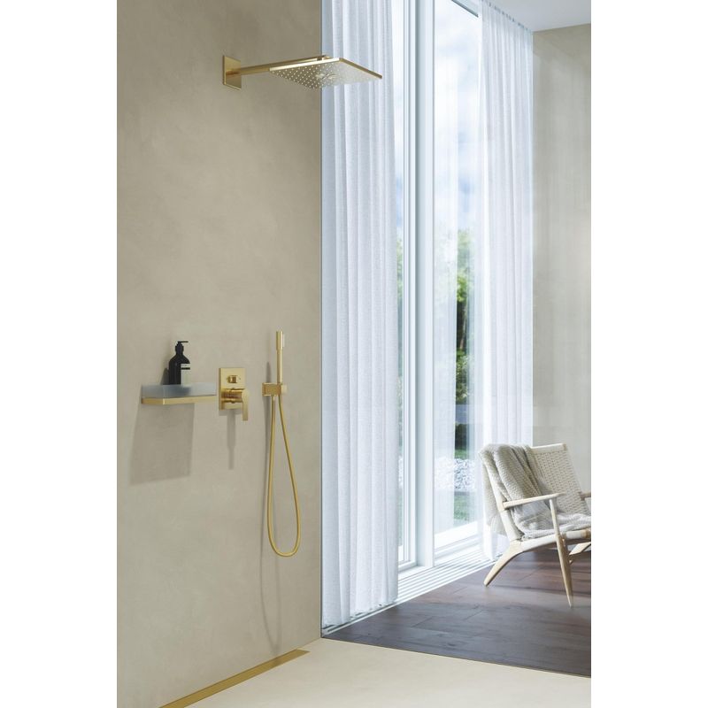 Casa si Gradina - Sanitare - Cazi si cabine de dus - Coloane si seturi de dus - Dus fix Grohe 26479GN0, SmartActive 310 Cube, pe perete, 310 mm, 2 functii, necesita valva, mat, auriu - Infinity.ro