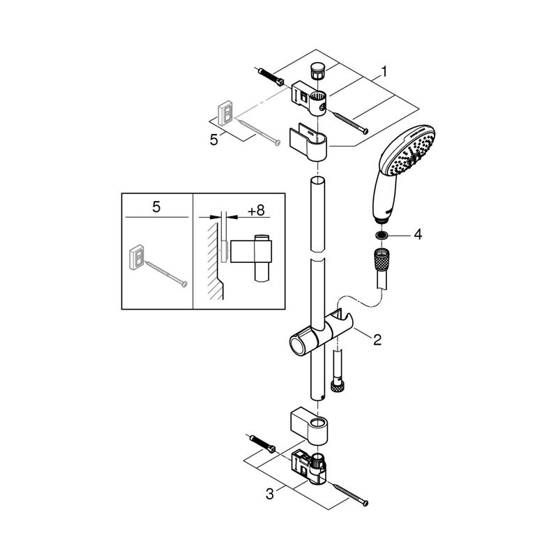 Casa si Gradina - Sanitare - Cazi si cabine de dus - Coloane si seturi de dus - Coloana dus Grohe 261632433, 1.75 m, 110 mm, 900 mm, 2 functii para dus, 1/2 conexiune furtun, Negru - Infinity.ro