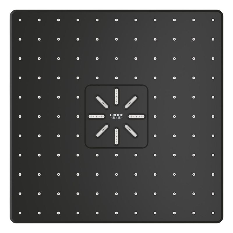 Casa si Gradina - Sanitare - Cazi si cabine de dus - Coloane si seturi de dus - Dus fix Grohe 26479KF0, Rainshower SmartActive 310 Cube, pe perete, 310 mm, 2 functii, necesita valva, mat, negru - Infinity.ro