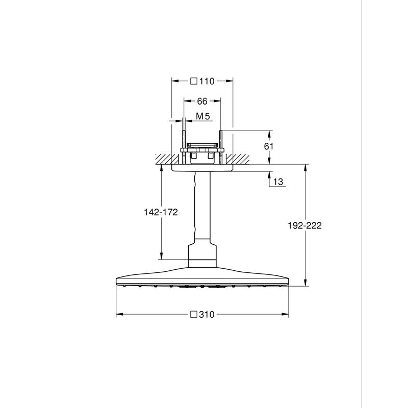 Casa si Gradina - Sanitare - Cazi si cabine de dus - Coloane si seturi de dus - Dus fix Grohe 26481DL0, SmartActive Cube, pe tavan, 310 mm, 2 functii, necesita valva, mat, cupru - Infinity.ro