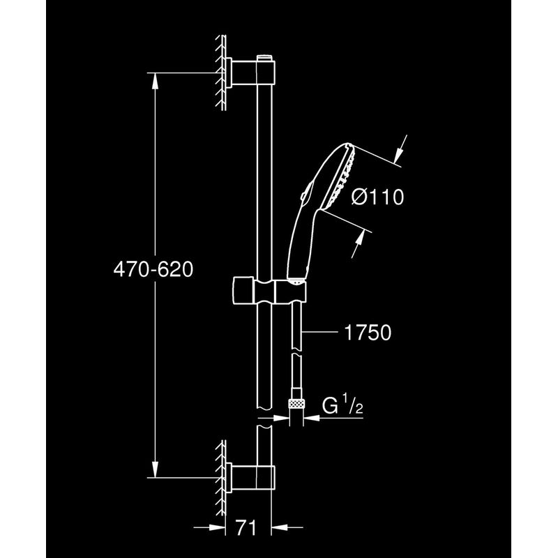 Casa si Gradina - Sanitare - Cazi si cabine de dus - Coloane si seturi de dus - Coloana dus Grohe 1062052431, 1.75 m, 110 mm, 7.4 l/min, 600 mm, 2 functii para dus, 1/2 conexiune furtun, Negru - Infinity.ro