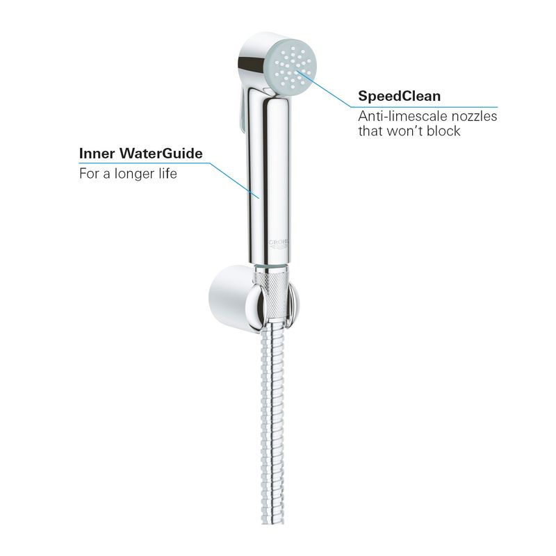 Casa si Gradina - Sanitare - Cazi si cabine de dus - Coloane si seturi de dus - Set dus igienic Grohe 26354000, 1 bar, 36 mm, 1.25 m, 1 functii para dus, 1 orificii instalare, Crom - Infinity.ro