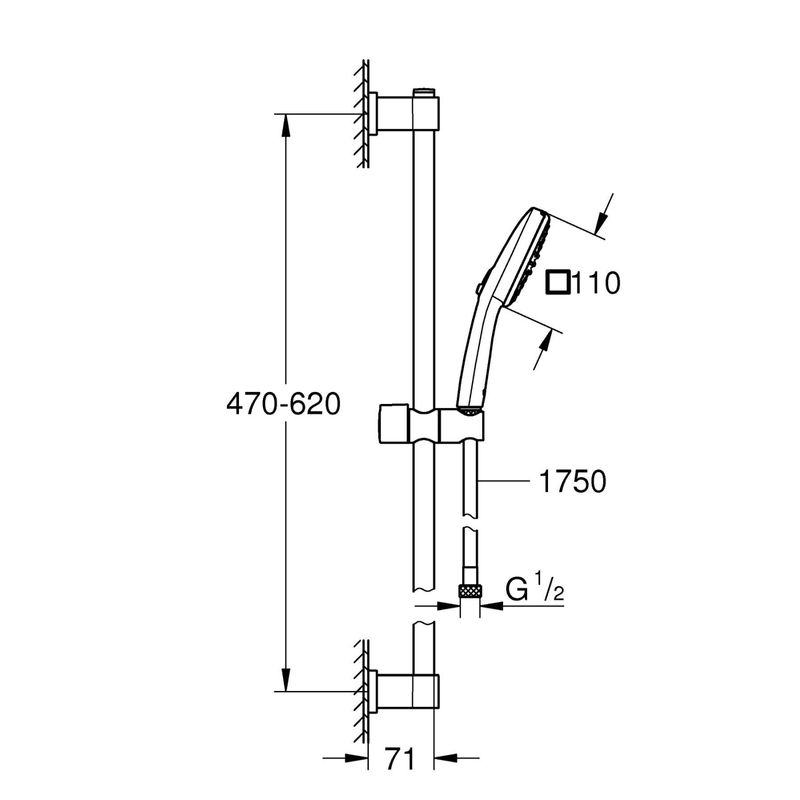 Casa si Gradina - Sanitare - Cazi si cabine de dus - Coloane si seturi de dus - Coloana dus Grohe 26928001, 1.75 m, 110 mm, 620 mm, 2 functii para dus, 1/2 conexiune furtun, conexiune universala, Crom - Infinity.ro