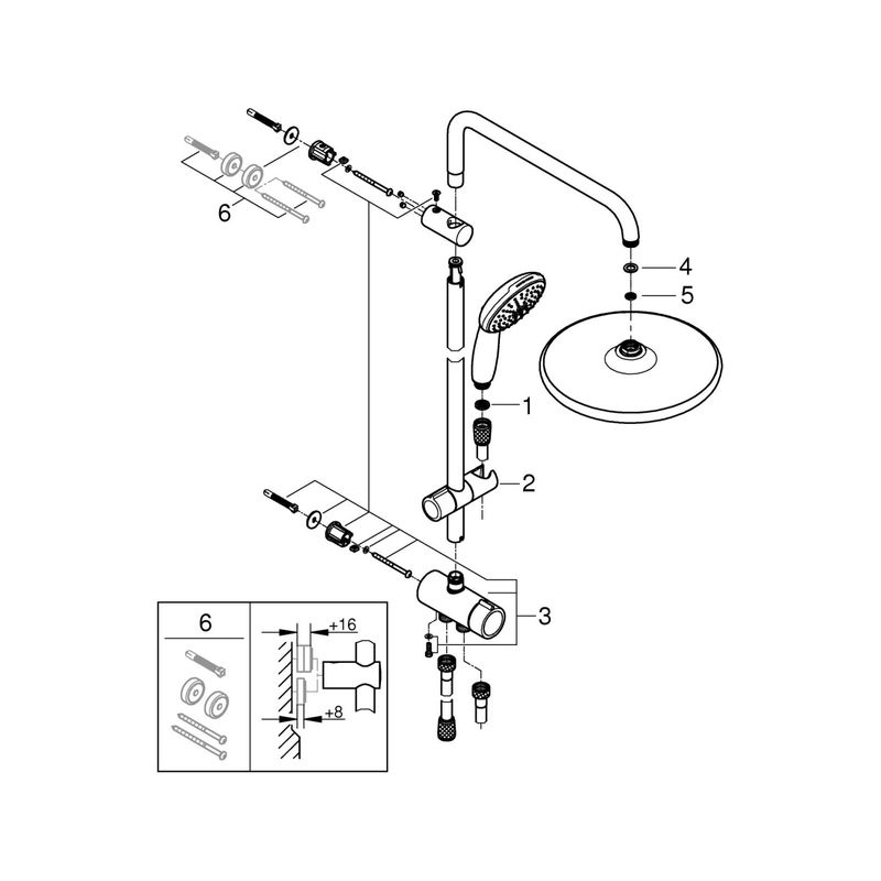 Casa si Gradina - Sanitare - Cazi si cabine de dus - Coloane si seturi de dus - Coloana dus Grohe 26979001, 1.5 m, 110 mm, 1136 mm, 250 mm, 2 functii para dus, 1/2 conexiune furtun, Crom - Infinity.ro
