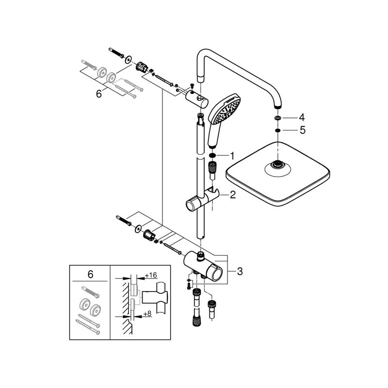 Casa si Gradina - Sanitare - Cazi si cabine de dus - Coloane si seturi de dus - Coloana dus Grohe 26977001, 1.5 m, 110 mm, 736 mm, 250 mm, 3 functii para dus, 1/2 conexiune furtun, Crom - Infinity.ro