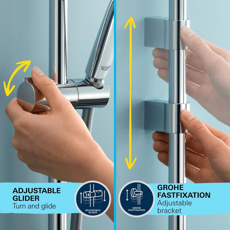 Casa si Gradina - Sanitare - Cazi si cabine de dus - Coloane si seturi de dus - Coloana dus Grohe 26952001, 1.75 m, 110 mm, 620 mm, 2 functii para dus, 1/2 conexiune furtun, conexiune universala, Crom - Infinity.ro