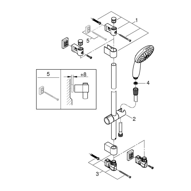 Casa si Gradina - Sanitare - Cazi si cabine de dus - Coloane si seturi de dus - Coloana dus Grohe 269542431, 1.75 m, 110 mm, 900 mm, 2 functii para dus, 1/2 conexiune furtun, Negru - Infinity.ro