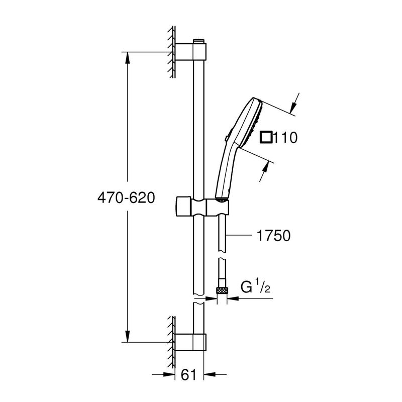 Casa si Gradina - Sanitare - Cazi si cabine de dus - Coloane si seturi de dus - Coloana dus Grohe 27579003, 1.75 m, 110 mm, 620 mm, 3 functii para dus, 1/2 conexiune furtun, conexiune universala, Crom - Infinity.ro