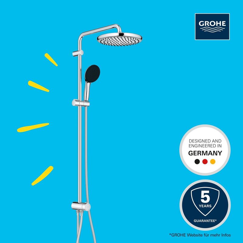 Casa si Gradina - Sanitare - Cazi si cabine de dus - Coloane si seturi de dus - Coloana dus Grohe 26989001, 1.5 m, 110 mm, 1136 mm, 250 mm, 2 functii para dus, 1/2 conexiune furtun, Crom - Infinity.ro