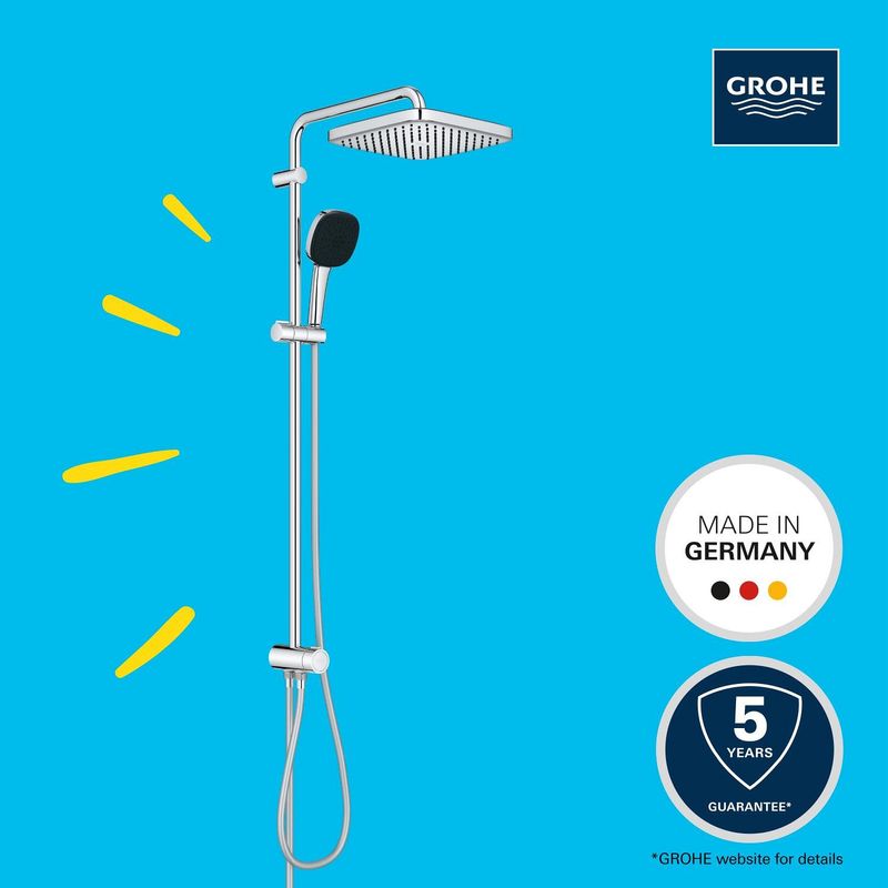 Casa si Gradina - Sanitare - Cazi si cabine de dus - Coloane si seturi de dus - Coloana dus Grohe 26986001, 1.5 m, 110 mm, 1136 mm, 250 mm, 2 functii para dus, 1/2 conexiune furtun, Crom - Infinity.ro
