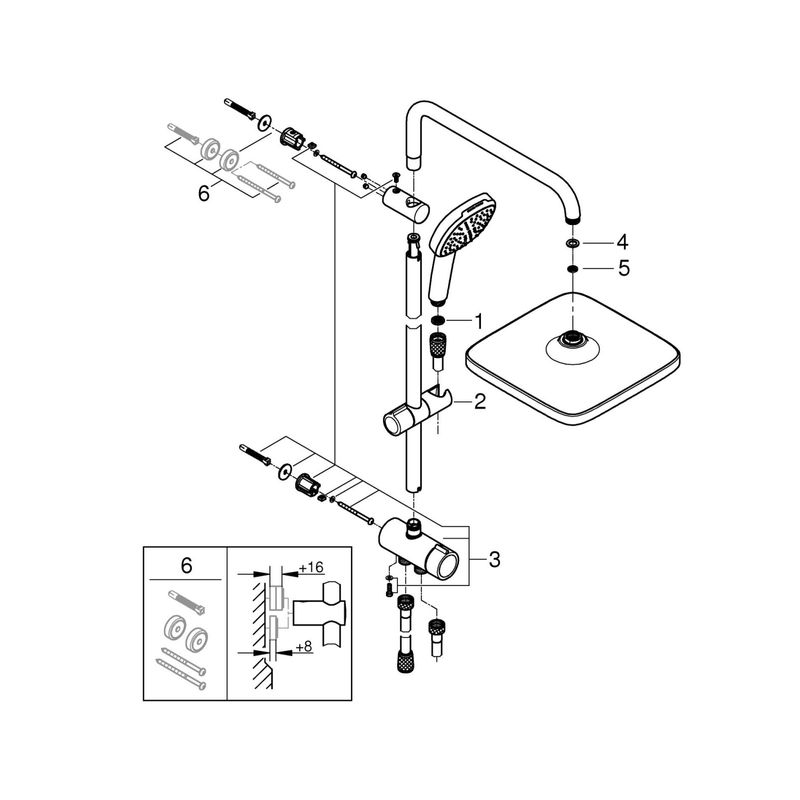 Casa si Gradina - Sanitare - Cazi si cabine de dus - Coloane si seturi de dus - Coloana dus Grohe 26986001, 1.5 m, 110 mm, 1136 mm, 250 mm, 2 functii para dus, 1/2 conexiune furtun, Crom - Infinity.ro