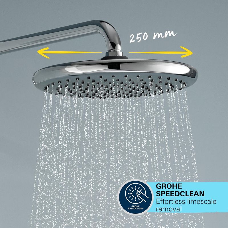 Casa si Gradina - Sanitare - Cazi si cabine de dus - Coloane si seturi de dus - Coloana dus Grohe 26989001, 1.5 m, 110 mm, 1136 mm, 250 mm, 2 functii para dus, 1/2 conexiune furtun, Crom - Infinity.ro