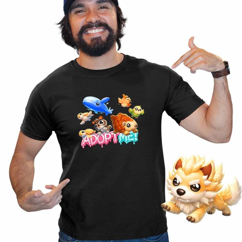 Fashion, accesorii si bijuterii - Barbati - Imbracaminte - Tricouri si bluze barbati - Tricou Barbati Roblox Adopt Me Arici Balena, negru, marime 2XL - Infinity.ro