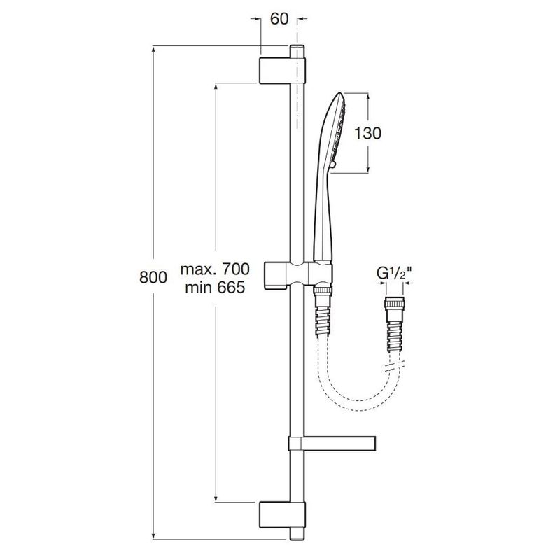 Casa si Gradina - Sanitare - Cazi si cabine de dus - Coloane si seturi de dus - Coloana dus Roca A5B1408C00, 1.7 m, 130 mm, 800 mm, 4 functii para dus, 1/2 conexiune furtun, conexiune universala, Crom - Infinity.ro