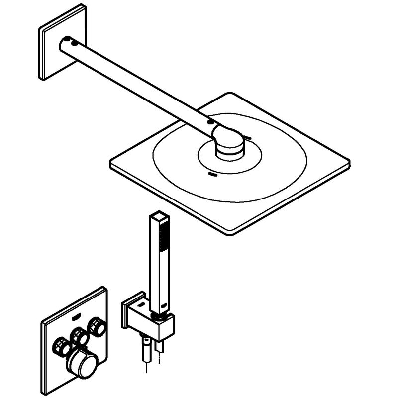 Casa si Gradina - Sanitare - Cazi si cabine de dus - Coloane si seturi de dus - Sistem de dus Grohe 34712000, 310 mm, 1 bar, 66 mm, 1.5 m, 430 mm, 2 functii palarie dus, 1 functii para dus, Crom - Infinity.ro