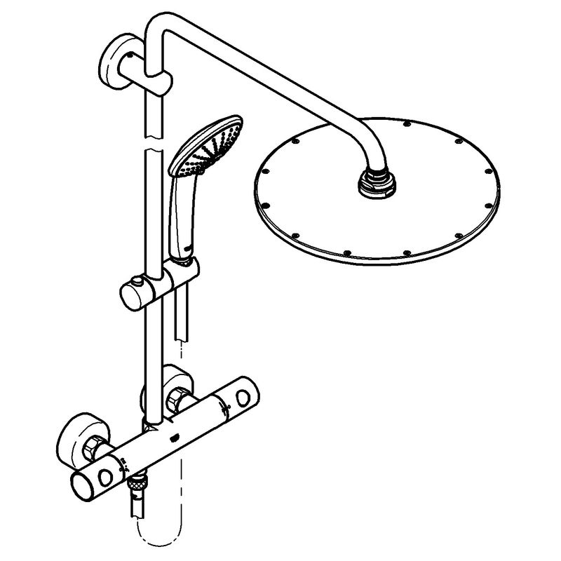 Casa si Gradina - Sanitare - Cazi si cabine de dus - Coloane si seturi de dus - Sistem de dus Grohe 26075DL0, 310 mm, 1 bar, 110 mm, 1.75 m, 1132 mm, 470 mm, 1 functii palarie dus, Cupru - Infinity.ro