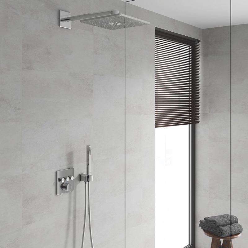 Casa si Gradina - Sanitare - Cazi si cabine de dus - Coloane si seturi de dus - Sistem de dus Grohe 34712000, 310 mm, 1 bar, 66 mm, 1.5 m, 430 mm, 2 functii palarie dus, 1 functii para dus, Crom - Infinity.ro