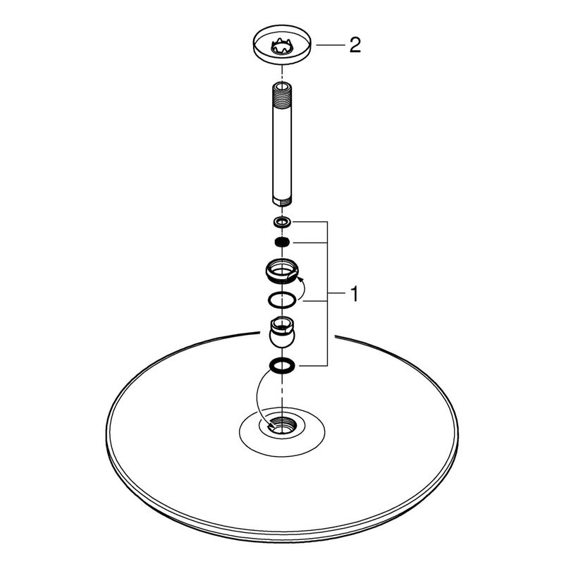 Casa si Gradina - Sanitare - Cazi si cabine de dus - Coloane si seturi de dus - Dus fix Grohe 26256000, 400 mm, 1 bar, 185 mm, 1 pulverizari, 1/2 conexiune instalare, pivotant, Crom - Infinity.ro