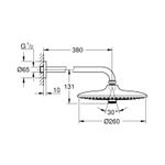 Casa si Gradina - Sanitare - Cazi si cabine de dus - Coloane si seturi de dus - Dus fix Grohe 26458000, 260 mm, 1 bar, 380 mm, 3 pulverizari, 1/2 conexiune instalare, pivotant, Crom - Infinity.ro