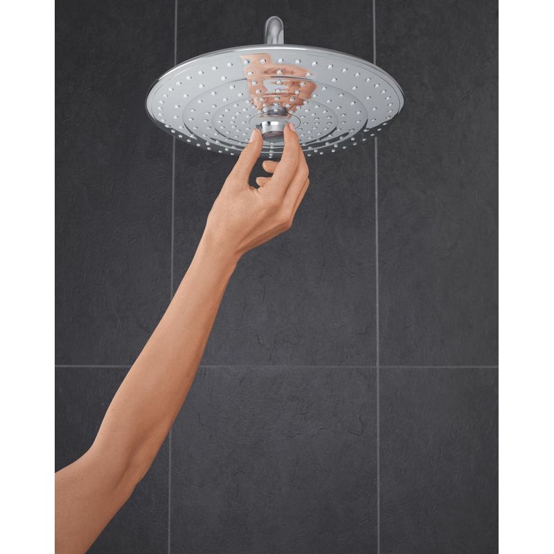 Casa si Gradina - Sanitare - Cazi si cabine de dus - Coloane si seturi de dus - Dus fix Grohe 26458000, 260 mm, 1 bar, 380 mm, 3 pulverizari, 1/2 conexiune instalare, pivotant, Crom - Infinity.ro