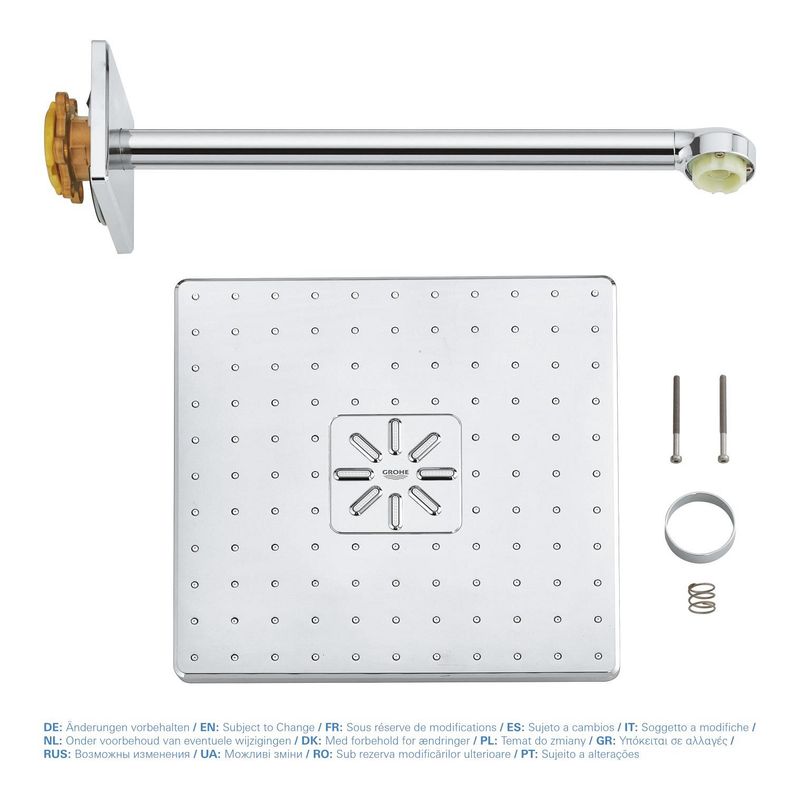 Casa si Gradina - Sanitare - Cazi si cabine de dus - Coloane si seturi de dus - Dus fix Grohe 26479000, 310 mm, 1 bar, 430 mm, 2 pulverizari, 26484000 cod valva incastrata, pivotant, Crom - Infinity.ro
