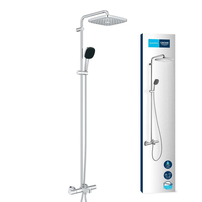 Casa si Gradina - Sanitare - Cazi si cabine de dus - Coloane si seturi de dus - Sistem de dus Grohe 26984001, 250 mm, 1 bar, 110 mm, 1.75 m, 1588 mm, 412 mm, 1 functii palarie dus, Crom - Infinity.ro