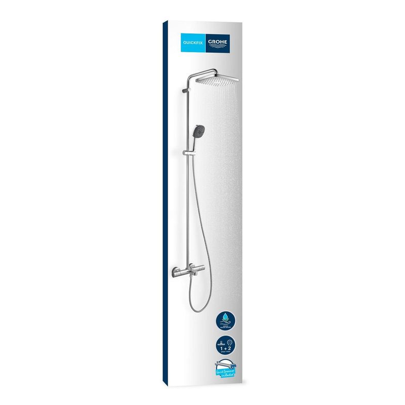 Casa si Gradina - Sanitare - Cazi si cabine de dus - Coloane si seturi de dus - Sistem de dus Grohe 26984001, 250 mm, 1 bar, 110 mm, 1.75 m, 1588 mm, 412 mm, 1 functii palarie dus, Crom - Infinity.ro