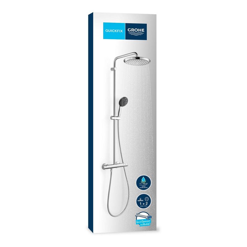 Casa si Gradina - Sanitare - Cazi si cabine de dus - Coloane si seturi de dus - Sistem de dus Grohe 26677001, 250 mm, 1 bar, 110 mm, 1.75 m, 1132 mm, 412 mm, 1 functii palarie dus, Crom - Infinity.ro