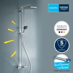 Casa si Gradina - Sanitare - Cazi si cabine de dus - Coloane si seturi de dus - Sistem de dus Grohe 26984001, 250 mm, 1 bar, 110 mm, 1.75 m, 1588 mm, 412 mm, 1 functii palarie dus, Crom - Infinity.ro
