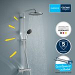 Casa si Gradina - Sanitare - Cazi si cabine de dus - Coloane si seturi de dus - Sistem de dus Grohe 26677001, 250 mm, 1 bar, 110 mm, 1.75 m, 1132 mm, 412 mm, 1 functii palarie dus, Crom - Infinity.ro