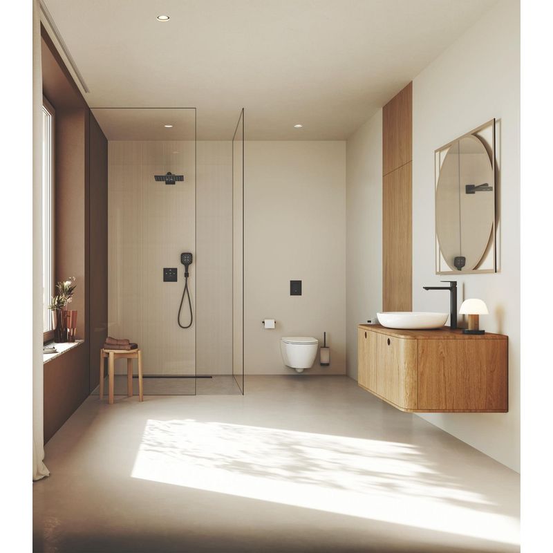 Casa si Gradina - Sanitare - Cazi si cabine de dus - Coloane si seturi de dus - Dus fix Grohe 264792430, 310 mm, 1 bar, 430 mm, 2 pulverizari, 1/2 conexiune instalare, pivotant, Negru - Infinity.ro