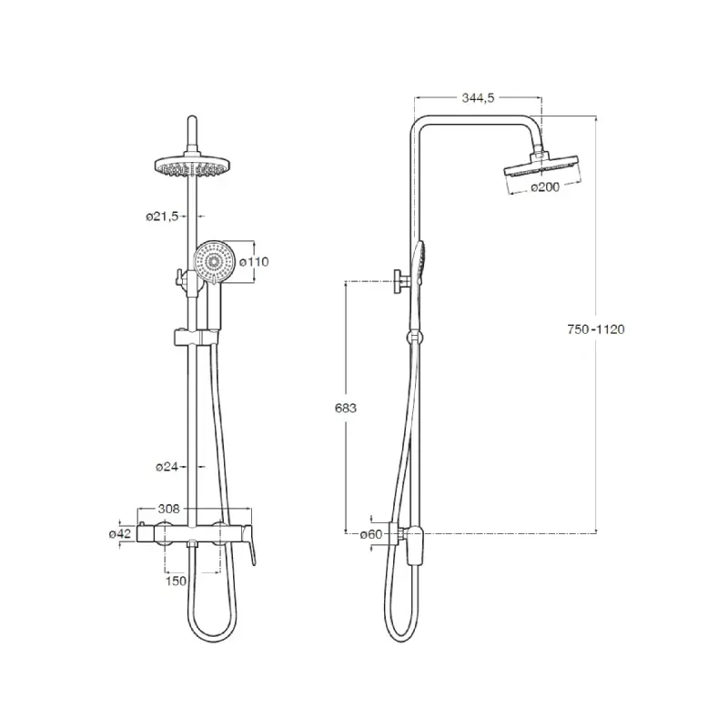 Casa si Gradina - Sanitare - Cazi si cabine de dus - Coloane si seturi de dus - Sistem de dus Roca A5A976ENB0, 200 mm, 1 bar, 100 mm, 1.75 m, 1120 mm, 344 mm, 1 functii palarie dus, Negru - Infinity.ro