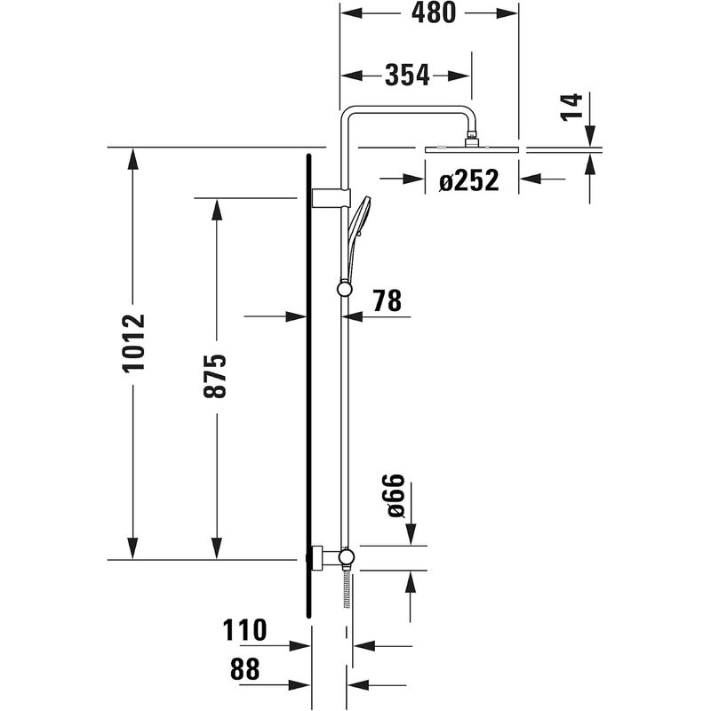 Casa si Gradina - Sanitare - Cazi si cabine de dus - Coloane si seturi de dus - Sistem dus Duravit TH4282008046, 250 mm, 1 bar, 100 mm, 1.6 m, 1125 mm, 354 mm, 1 functii palarie dus, Negru - Infinity.ro