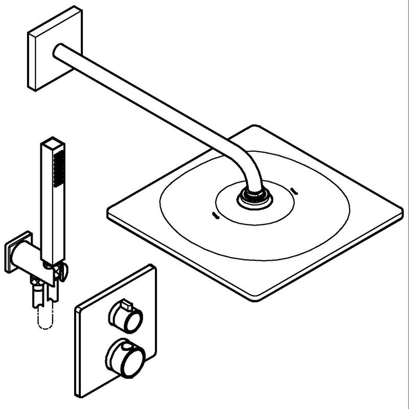 Casa si Gradina - Sanitare - Cazi si cabine de dus - Coloane si seturi de dus - Sistem dus Grohe 348812430, 310 mm, 1.2 bar, 30 mm, 1.5 m, 422 mm, 1 functii palarie dus, 1 functii para dus, Negru - Infinity.ro