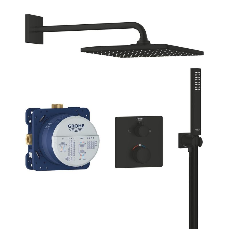 Casa si Gradina - Sanitare - Cazi si cabine de dus - Coloane si seturi de dus - Sistem dus Grohe 348812430, 310 mm, 1.2 bar, 30 mm, 1.5 m, 422 mm, 1 functii palarie dus, 1 functii para dus, Negru - Infinity.ro