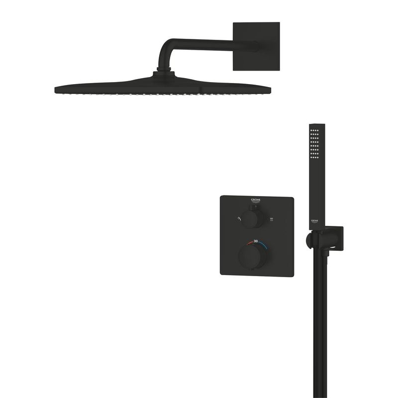 Casa si Gradina - Sanitare - Cazi si cabine de dus - Coloane si seturi de dus - Sistem dus Grohe 348812430, 310 mm, 1.2 bar, 30 mm, 1.5 m, 422 mm, 1 functii palarie dus, 1 functii para dus, Negru - Infinity.ro