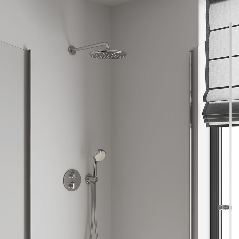 Casa si Gradina - Sanitare - Cazi si cabine de dus - Coloane si seturi de dus - Dus fix Grohe 26663000, 250 mm, 1 bar, 380 mm, 1 pulverizari, 1 functii, 1/2 conexiune instalare, Crom - Infinity.ro