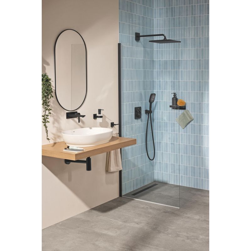 Casa si Gradina - Sanitare - Cazi si cabine de dus - Coloane si seturi de dus - Dus fix Grohe 265642430, 310 mm, 1 bar, 422 mm, 1 pulverizari, 1/2 conexiune instalare, pivotant, Negru - Infinity.ro