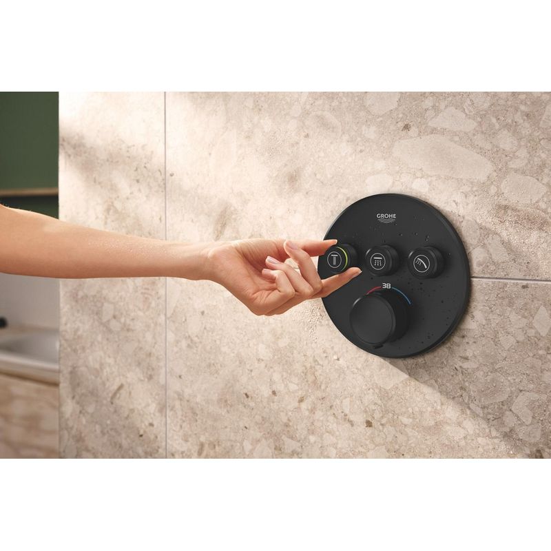 Casa si Gradina - Sanitare - Cazi si cabine de dus - Coloane si seturi de dus - Sistem dus Grohe 348742430, 310 mm, 1.2 bar, 30 mm, 1.5 m, 430 mm, 2 functii palarie dus, 1 functii para dus, Negru - Infinity.ro