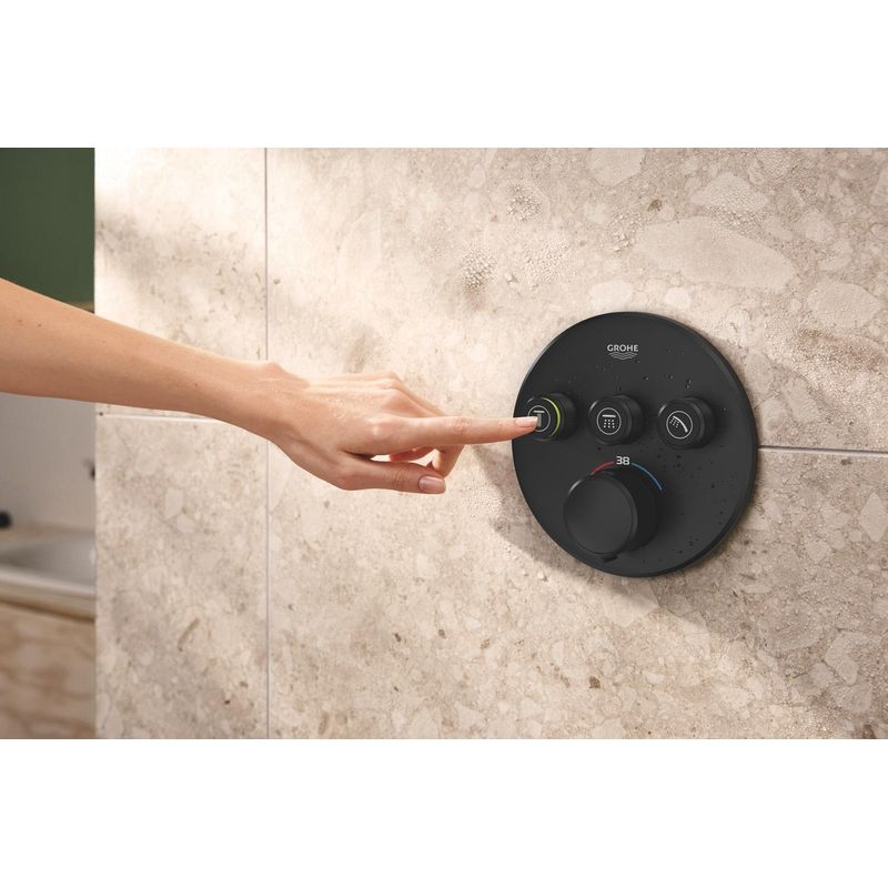 Casa si Gradina - Sanitare - Cazi si cabine de dus - Coloane si seturi de dus - Sistem dus Grohe 348742430, 310 mm, 1.2 bar, 30 mm, 1.5 m, 430 mm, 2 functii palarie dus, 1 functii para dus, Negru - Infinity.ro