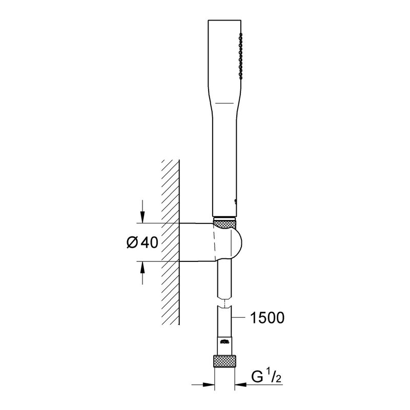 Casa si Gradina - Sanitare - Cazi si cabine de dus - Coloane si seturi de dus - Set para de dus Grohe 27459000, 55 mm, 1.5 m, 216 mm, 1 functii, 1/2 racord, sistem anticalcar, Crom - Infinity.ro