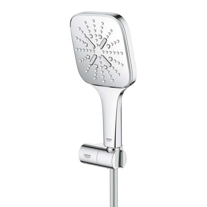 Casa si Gradina - Sanitare - Cazi si cabine de dus - Coloane si seturi de dus - Set para de dus Grohe 26588000, 130 mm, 1.5 m, 233 mm, 3 functii, 1/2 racord, sistem anticalcar, Crom - Infinity.ro