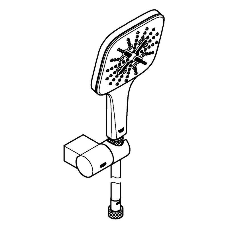 Casa si Gradina - Sanitare - Cazi si cabine de dus - Coloane si seturi de dus - Set para de dus Grohe 26588000, 130 mm, 1.5 m, 233 mm, 3 functii, 1/2 racord, sistem anticalcar, Crom - Infinity.ro