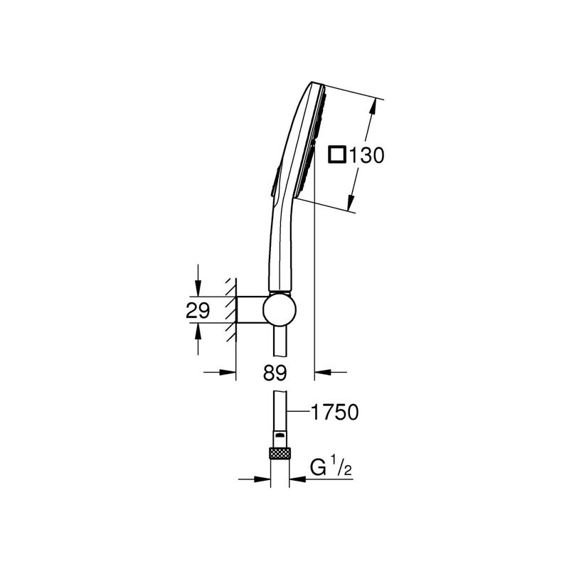 Casa si Gradina - Sanitare - Cazi si cabine de dus - Coloane si seturi de dus - Set para de dus Grohe 26588000, 130 mm, 1.5 m, 233 mm, 3 functii, 1/2 racord, sistem anticalcar, Crom - Infinity.ro