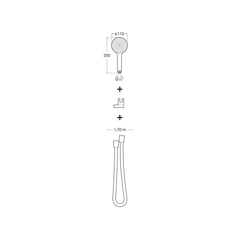 Casa si Gradina - Sanitare - Cazi si cabine de dus - Coloane si seturi de dus - Set para dus Roca A5BCD09C00, 110 mm, 1.7 m, 250 mm, 1 functii, 1/2 racord, sistem anticalcar, universal, Crom - Infinity.ro