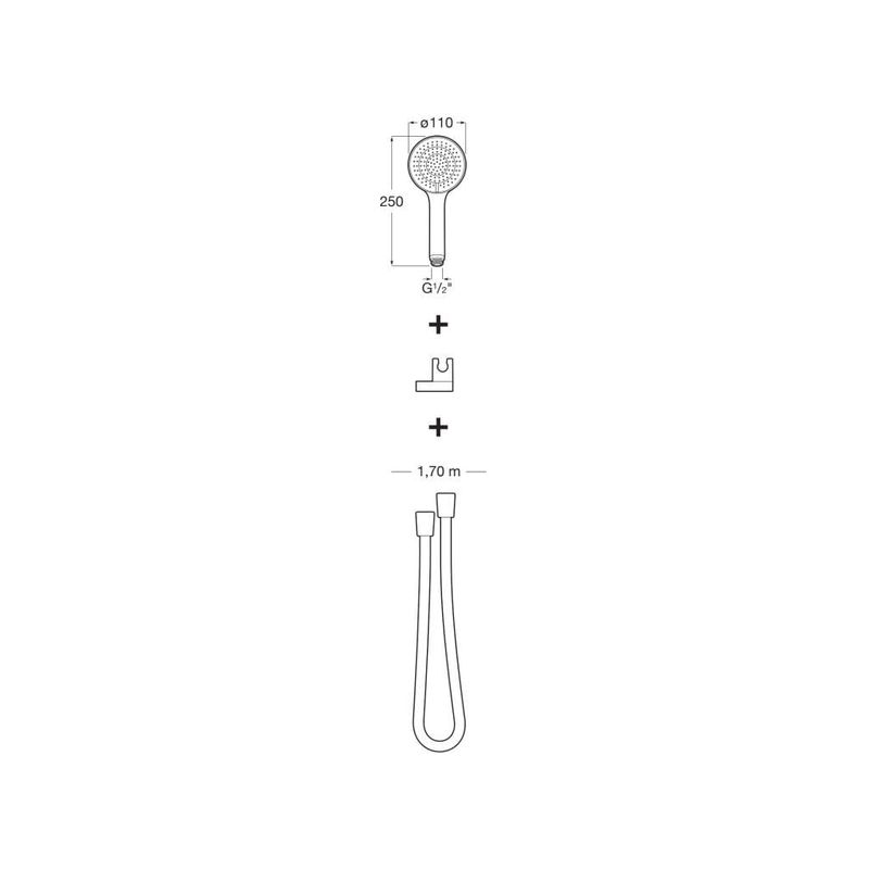 Casa si Gradina - Sanitare - Cazi si cabine de dus - Coloane si seturi de dus - Set para dus Roca A5BG309C00, 110 mm, 1.7 m, 250 mm, 3 functii, 1/2 racord, sistem anticalcar, universal, Crom - Infinity.ro