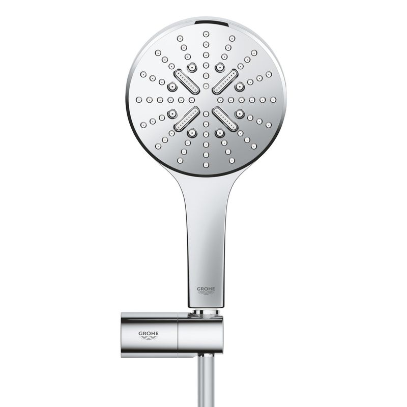 Casa si Gradina - Sanitare - Cazi si cabine de dus - Coloane si seturi de dus - Set para dus Grohe 26580000, 130 mm, 1.5 m, 247 mm, 3 functii, 1/2 racord, sistem anticalcar, suport dus reglabil, Crom - Infinity.ro